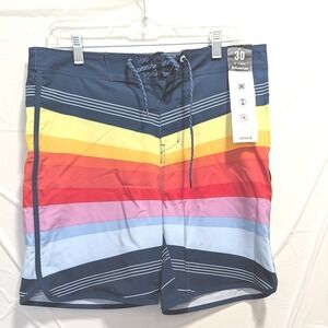 Hurley Phantom Board Shorts Men 30 Multicolor Stripe 18" Stretch Quick Dry Surf
